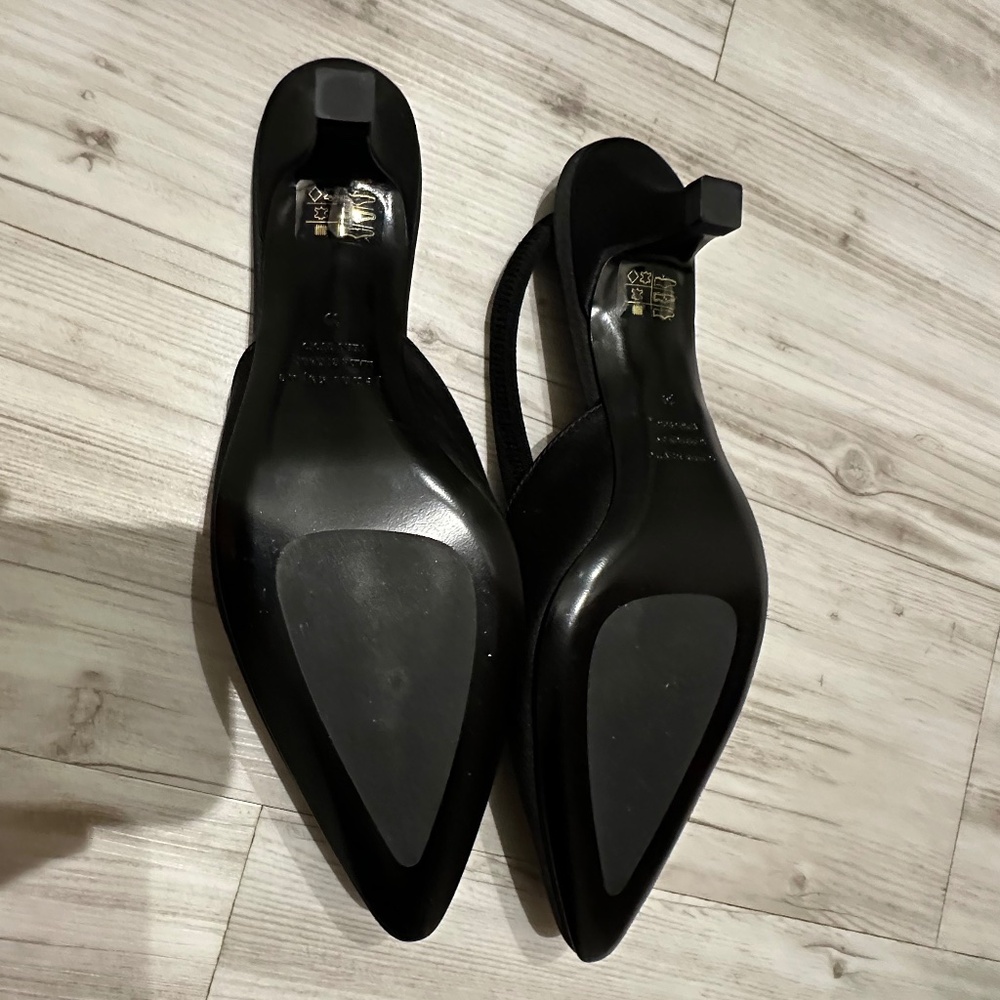 JENNI KAYNE Chic Black Satin Kitten Heel Sandals Sz 39 NEW $475!! - Picture 6 of 6